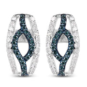 Bids.com 0.42 Carat Genuine Blue Diamond & White Diamond .925 Sterling Silver Earrings Earrings White Smoke Default Title