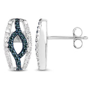 Bids.com 0.42 Carat Genuine Blue Diamond & White Diamond .925 Sterling Silver Earrings Earrings White Smoke