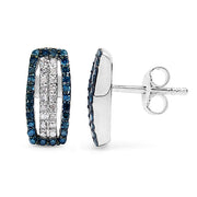 Bids.com 0.51 Carat Genuine Blue Diamond & White Diamond .925 Sterling Silver Earrings Earrings White Smoke