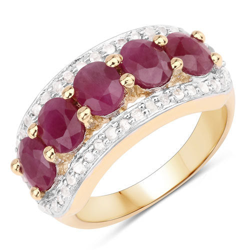 Bids.com 1.74 Carat Genuine Ruby and White Diamond .925 Sterling Silver Ring Rings White Smoke size 8.00,size 6.00,size 7.00,size 9.00,size 5.00,size 10.00