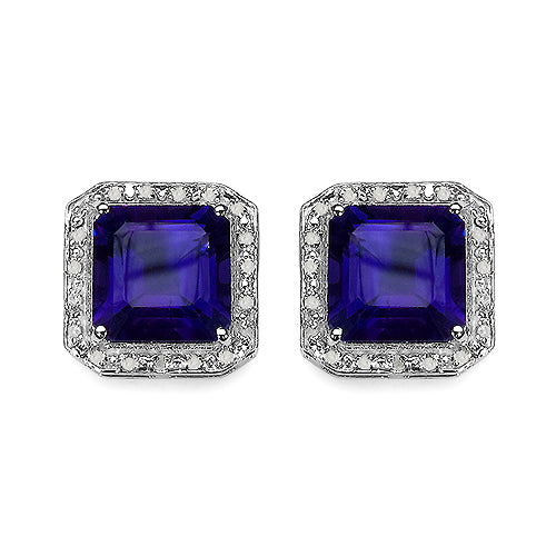 Bids.com 9.40 Carat Genuine Amethyst and White Diamond .925 Sterling Silver Earrings Earrings White Smoke Default Title