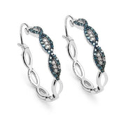 Bids.com 0.52 Carat Genuine Blue Diamond & White Diamond .925 Sterling Silver Earrings Earrings White Smoke Default Title