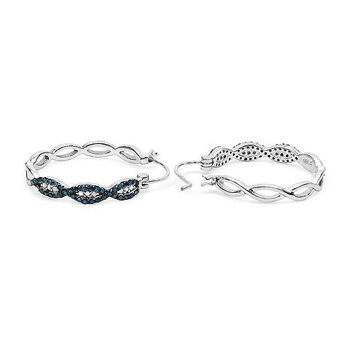 Bids.com 0.52 Carat Genuine Blue Diamond & White Diamond .925 Sterling Silver Earrings Earrings White Smoke