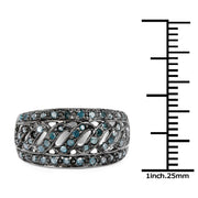 Bids.com 0.60 Carat Genuine Blue Diamond .925 Sterling Silver Ring Rings White Smoke size 7.00,size 8.00,size 6.00,size 9.00