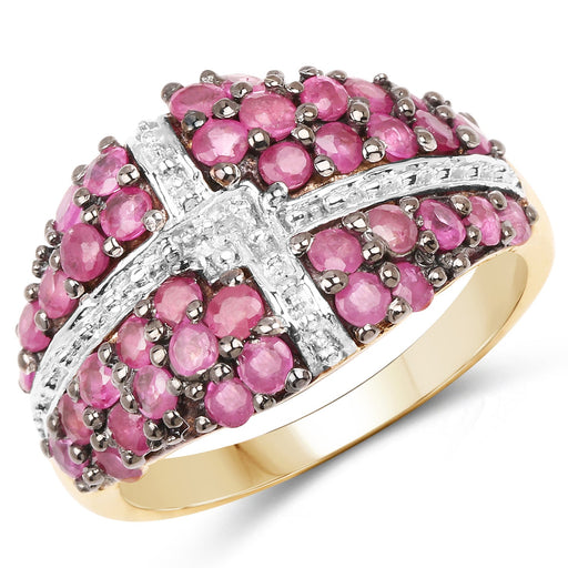 Bids.com 14K Yellow Gold Plated 1.70 Carat Genuine Ruby .925 Sterling Silver Ring Rings White Smoke size 6.00,size 8.00,size 7.00,size 9.00