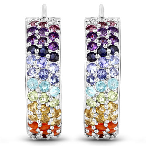 Bids.com 8.79 Carat Genuine Multi Stones .925 Sterling Silver Earrings Earrings White Smoke Default Title