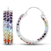 Bids.com 8.79 Carat Genuine Multi Stones .925 Sterling Silver Earrings Earrings White Smoke