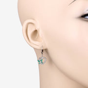 Bids.com 0.44 Carat Genuine Emerald and Created White Sapphire .925 Sterling Silver Earrings Earrings Antique White