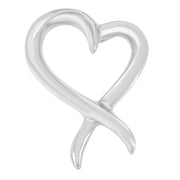 Bids.com .925 Sterling Silver Open Heart-Shaped Awareness Ribbon Pendant Necklace Necklaces White Smoke White.Sterling Silver / 18