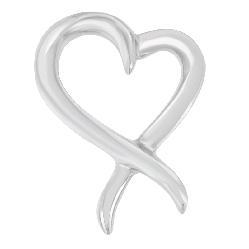 Bids.com .925 Sterling Silver Open Heart-Shaped Awareness Ribbon Pendant Necklace Necklaces White Smoke White.Sterling Silver / 18