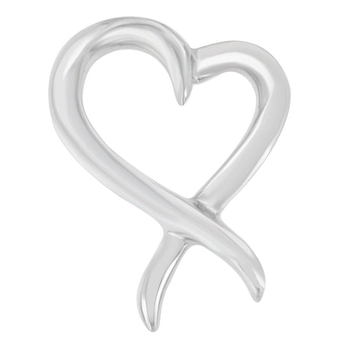 Bids.com .925 Sterling Silver Open Heart-Shaped Awareness Ribbon Pendant Necklace Necklaces White Smoke White.Sterling Silver / 18