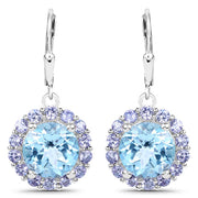 Bids.com 9.96 Carat Genuine Blue Topaz and Tanzanite .925 Sterling Silver Earrings Earrings White Smoke Default Title