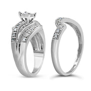 Bids.com .925 Sterling Silver 1/3 Cttw Round Diamond Crisscross Engagement Ring Bridal Set (H-I Color, I1-I2 Clarity ) - Size 7 Rings White Smoke 7 / Yellow.Sterling Silver,9 / Yellow.Sterling Silver,6 / Yellow.Sterling Silver,8 / Yellow.Sterling Silver,5 / Yellow.Sterling Silver,10 / Yellow.Sterling Silver,11 / Yellow.Sterling Silver,12 / Yellow.Sterling Silver,10 / White.Sterling Silver,11 / Whit