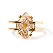 Bids.com 14K Yellow Gold 15x15 MM Marquise Cut Yellow Topaz and Diamond Accent Statement Cocktail Ring (G-H Color, SI1-SI2 Clarity) Rings White Smoke 7 / Yellow.Gold