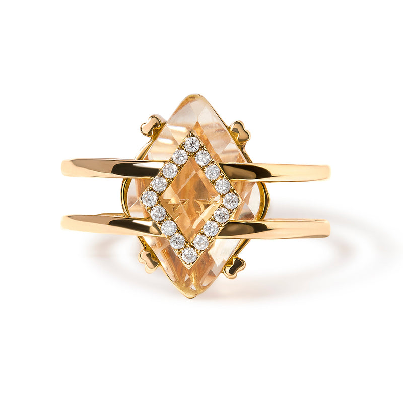 Bids.com 14K Yellow Gold 15x15 MM Marquise Cut Yellow Topaz and Diamond Accent Statement Cocktail Ring (G-H Color, SI1-SI2 Clarity) Rings White Smoke 7 / Yellow.Gold