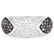 Bids.com 0.94 Carat Genuine Champagne Diamond and White Diamond .925 Sterling Silver Ring Rings Light Gray size 6.00,size 7.00,size 8.00,size 9.00