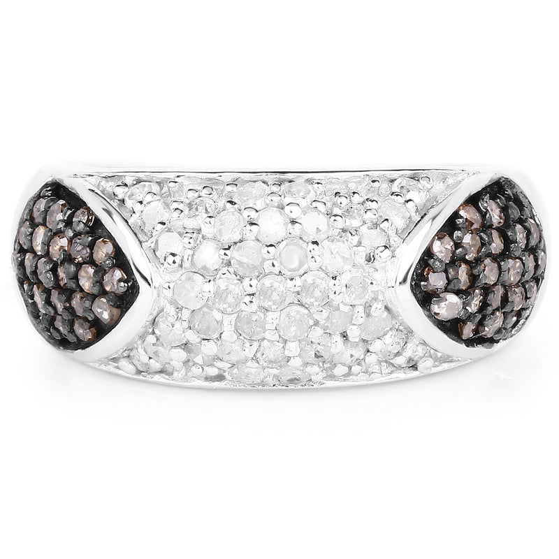 Bids.com 0.94 Carat Genuine Champagne Diamond and White Diamond .925 Sterling Silver Ring Rings Light Gray size 6.00,size 7.00,size 8.00,size 9.00