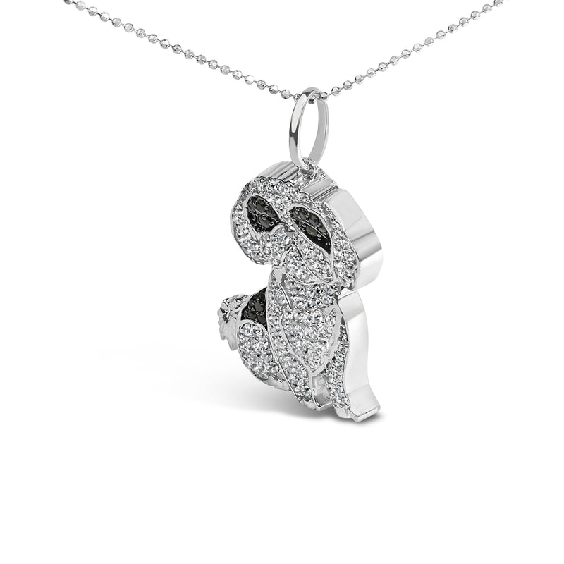 Bids.com .925 Sterling Silver 1 1/4 Cttw Diamond Shih Tzu Dog Pendant Necklace 18 inch (Black and I-J Color, I2-I3 Clarity) Necklaces White Smoke White.Sterling Silver / 18