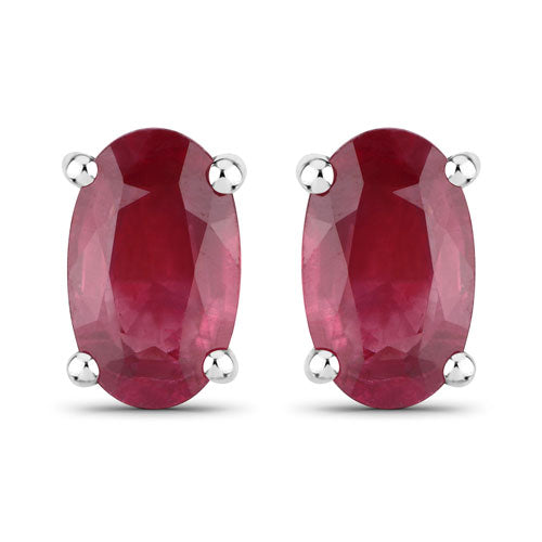 Bids.com 0.54 Carat Genuine Ruby 14K White Gold Earrings Earrings White Smoke Default Title