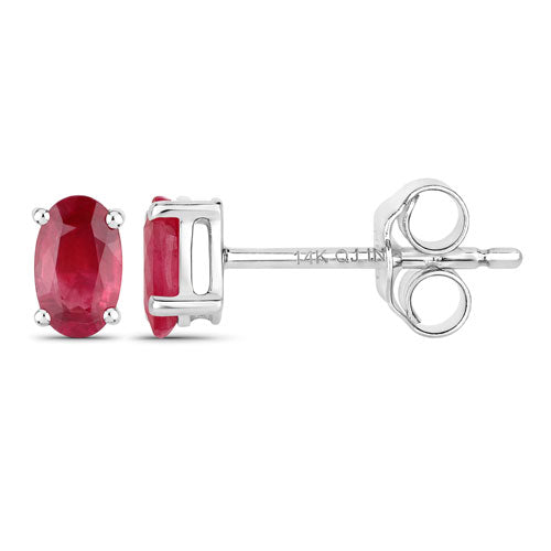 Bids.com 0.54 Carat Genuine Ruby 14K White Gold Earrings Earrings White Smoke