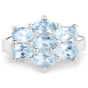 Bids.com 3.57 Carat Genuine  Blue Topaz .925 Sterling Silver Ring Rings White Smoke size 7.00,size 6.00,size 8.00,size 5.00,size 9.00