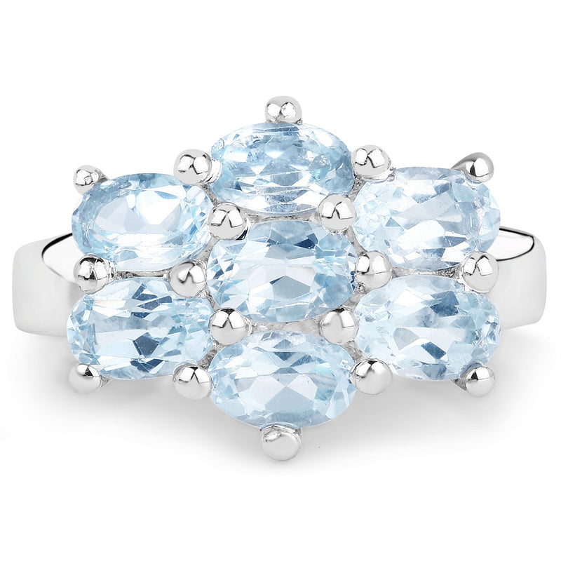 Bids.com 3.57 Carat Genuine  Blue Topaz .925 Sterling Silver Ring Rings White Smoke size 7.00,size 6.00,size 8.00,size 5.00,size 9.00