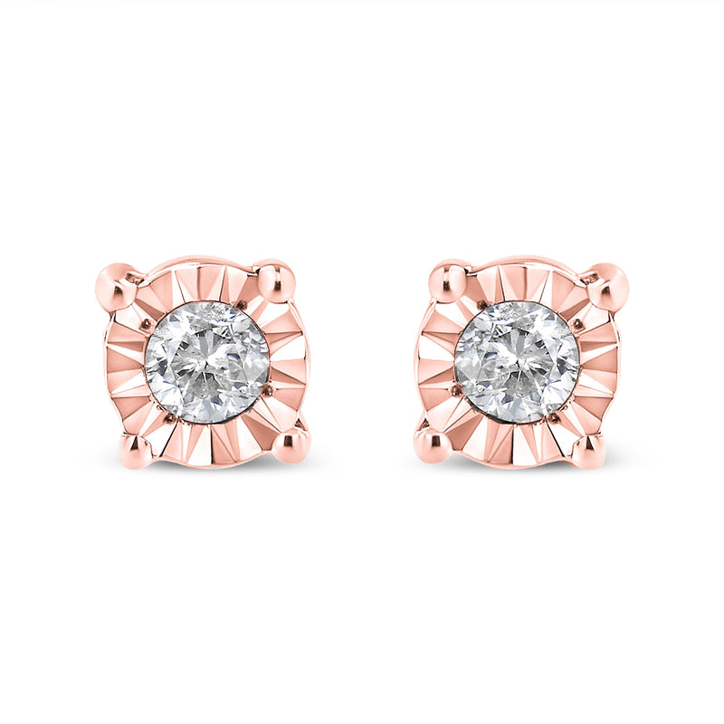 Bids.com 10K Yellow Gold Plated .925 Sterling Silver 1/10 Cttw Round Brilliant-Cut Diamond Miracle-Set Stud Earrings (J-K Color, I3 Clarity) Earrings White Smoke 0.1 / White.Sterling Silver,0.1 / Rose.Sterling Silver,0.1 / Yellow.Sterling Silver