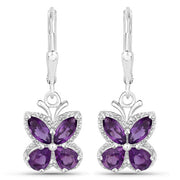 Bids.com 2.12 Carat Genuine Amethyst .925 Sterling Silver Earrings Earrings White Smoke Default Title