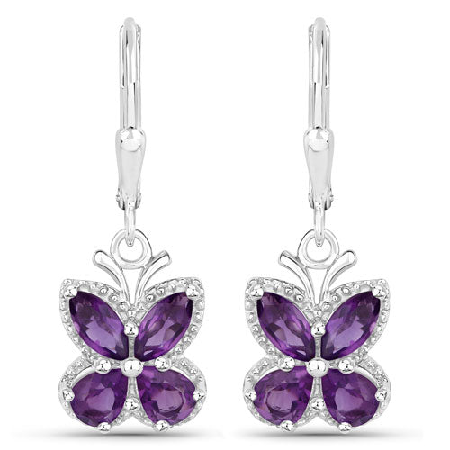 Bids.com 2.12 Carat Genuine Amethyst .925 Sterling Silver Earrings Earrings White Smoke Default Title