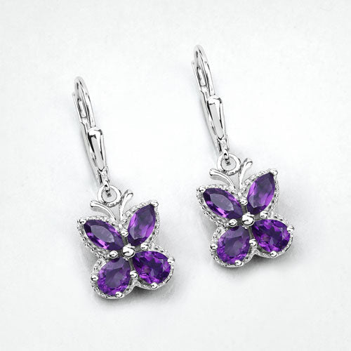 Bids.com 2.12 Carat Genuine Amethyst .925 Sterling Silver Earrings Earrings White Smoke