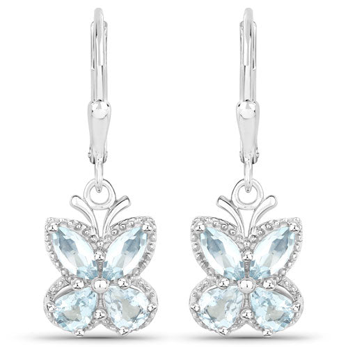 Bids.com 1.76 Carat Genuine Aquamarine .925 Sterling Silver Earrings Earrings White Smoke Default Title