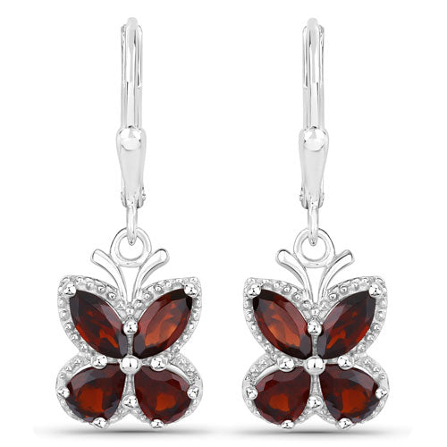 Bids.com 2.60 Carat Genuine Garnet .925 Sterling Silver Earrings Earrings White Smoke Default Title