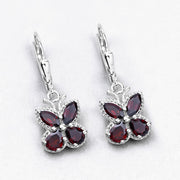 Bids.com 2.60 Carat Genuine Garnet .925 Sterling Silver Earrings Earrings White Smoke