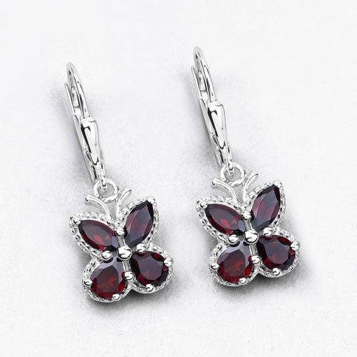 Bids.com 2.60 Carat Genuine Garnet .925 Sterling Silver Earrings Earrings White Smoke