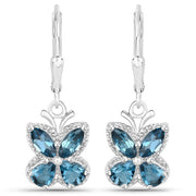 Bids.com 2.32 Carat Genuine London Blue Topaz .925 Sterling Silver Earrings Earrings White Smoke Default Title