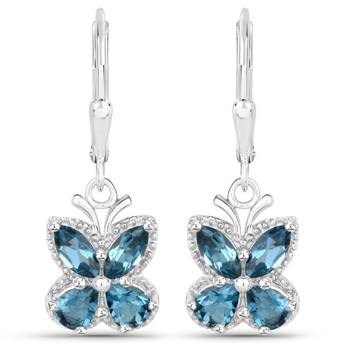 Bids.com 2.32 Carat Genuine London Blue Topaz .925 Sterling Silver Earrings Earrings White Smoke Default Title