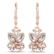 Bids.com 18K Rose Gold Plated 1.88 Carat Genuine Morganite .925 Sterling Silver Earrings Earrings White Smoke Default Title