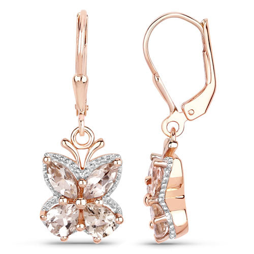 Bids.com 18K Rose Gold Plated 1.88 Carat Genuine Morganite .925 Sterling Silver Earrings Earrings White Smoke