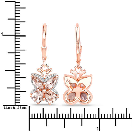 Bids.com 18K Rose Gold Plated 1.88 Carat Genuine Morganite .925 Sterling Silver Earrings Earrings White Smoke