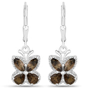 Bids.com 2.20 Carat Genuine Smoky Quartz .925 Sterling Silver Earrings Earrings White Smoke Default Title