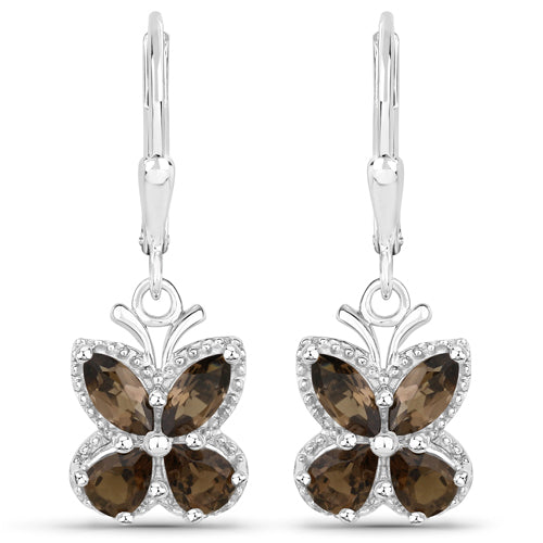 Bids.com 2.20 Carat Genuine Smoky Quartz .925 Sterling Silver Earrings Earrings White Smoke Default Title