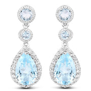 Bids.com 9.46 Carat Genuine Blue Topaz and White Topaz .925 Sterling Silver Earrings Earrings White Smoke Default Title
