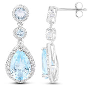 Bids.com 9.46 Carat Genuine Blue Topaz and White Topaz .925 Sterling Silver Earrings Earrings White Smoke