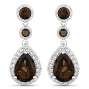 Bids.com 7.34 Carat Genuine Smoky Quartz and White Topaz .925 Sterling Silver Earrings Earrings White Smoke Default Title
