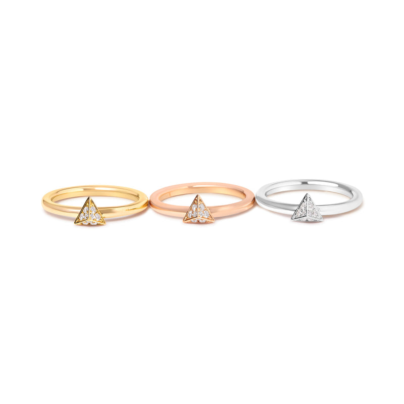 Bids.com 14K Tri Color Gold 1/3 Cttw Diamond Pyramid Stackable Band Ring Set (G-H Color, SI1-SI2 Clarity) - Size 7 Rings White Smoke 7 / YellowWhiteRose.Gold