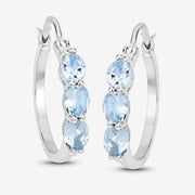 Bids.com 1.75 Carat Genuine Aquamarine and White Diamond .925 Sterling Silver Earrings Earrings White Smoke