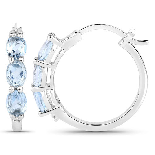 Bids.com 1.75 Carat Genuine Aquamarine and White Diamond .925 Sterling Silver Earrings Earrings White Smoke