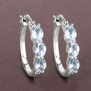 Bids.com 1.75 Carat Genuine Aquamarine and White Diamond .925 Sterling Silver Earrings Earrings Dim Gray