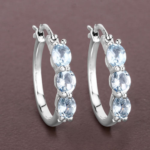 Bids.com 1.75 Carat Genuine Aquamarine and White Diamond .925 Sterling Silver Earrings Earrings Dim Gray