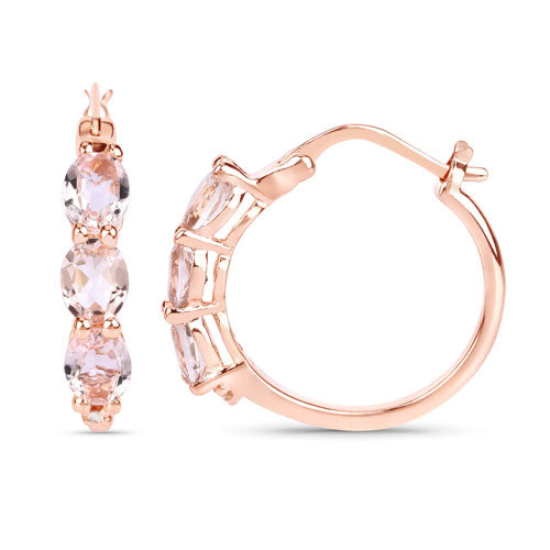 Bids.com 1.63 Carat Genuine Morganite and White Diamond .925 Sterling Silver Earrings Earrings White Smoke